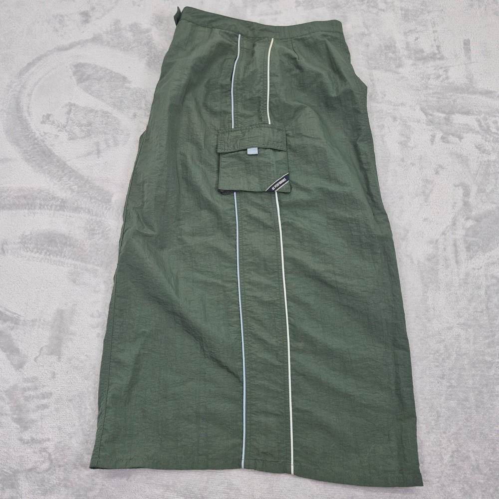 American Eagle Cargo Maxi Performance Green Nylon Skirt Piping Womens 6 (30) M - Picture 9 of 14